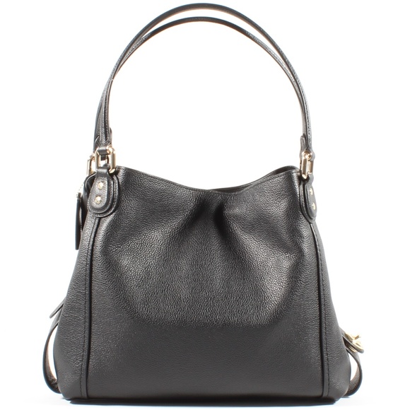 Coach Edie Shoulder Bag Purse BLK Leather NEW - Picture 4 of 11